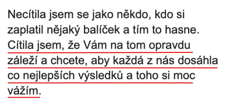 Zpráva od účastnice