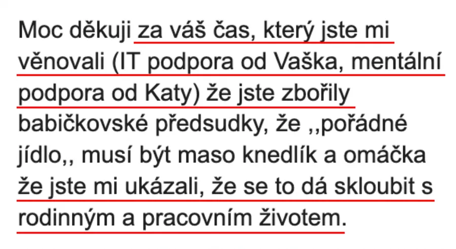 Zpráva od účastnice