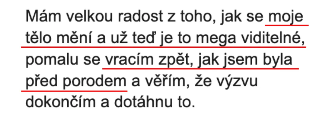 Zpráva od účastnice po 14 dnech