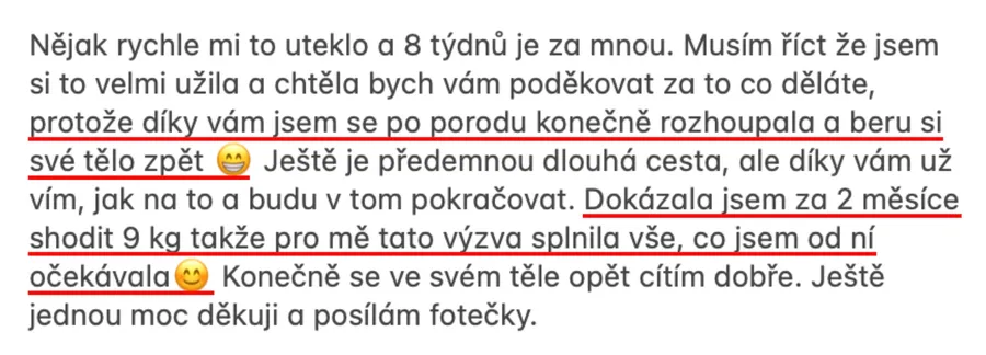 Zpráva od účastnice