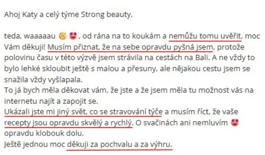 Poděkování od loňské výherkyně